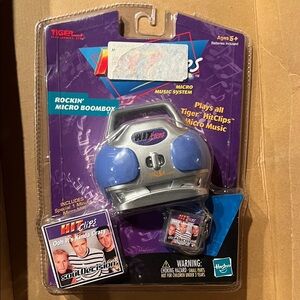 Tiger Electronics Silver and Blue Micro Boombox
